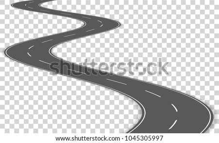 Vector winding road isolated on transparent background. Vector EPS 10.