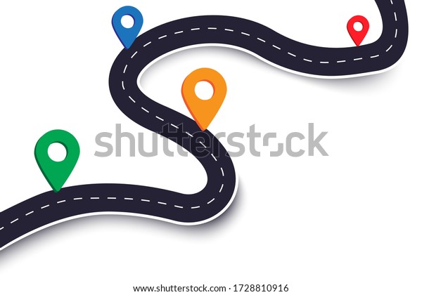 Vector Winding Road Map Journey Street Vetor Stock Livre De Direitos