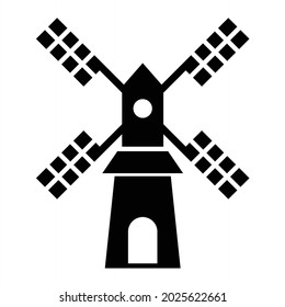  Diseño de iconos de glifos de vectores de molino de viento
