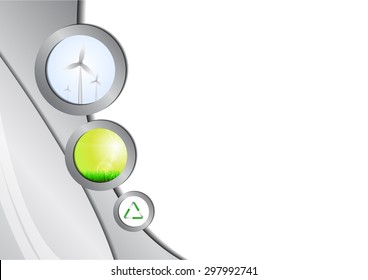 Vector : Windmill, green grass and recycling logo background