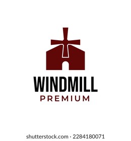 Vector windmill house logo design concept illustration idea