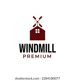 Vector windmill house logo design concept illustration idea