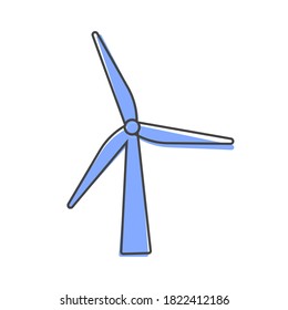 Vector windmill icon. Power generator on cartoon style on white isolated background.