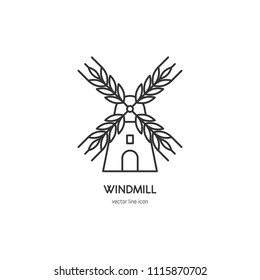 Vector windmill icon in trendy linear style isolated on white background