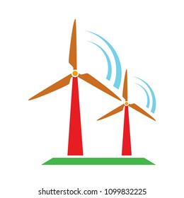 vector Windmill illustration, farm alternative energy power - ecology sign symbol isolated