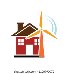 vector Windmill illustration, farm alternative energy power - ecology sign symbol isolated
