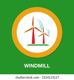 vector Windmill illustration, farm alternative energy power - ecology sign symbol isolated