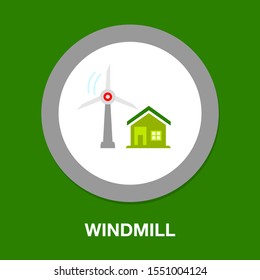 vector Windmill illustration, farm alternative energy power - ecology sign symbol isolated