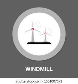 vector Windmill illustration, farm alternative energy power - ecology sign symbol isolated