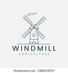vector of windmill line art logo illustration template design, icon agriculture design
