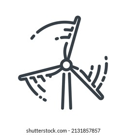 Vector windmill line icon isolated on transparent background.