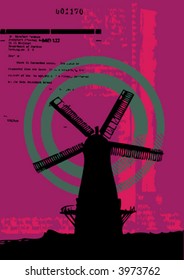 vector windmill on grungy background-you can find this type of illustrations in my gallery