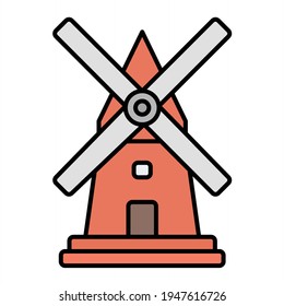 Vector Windmill Outline Icon Design
