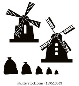 Vector windmill sign with bag of flour