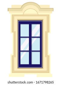 Vector window in cartoon style. Beautiful element of architecture.