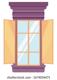 Vector window in cartoon style. Beautiful element of architecture.