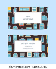 Vector window flat icons business card template for windows company illustration