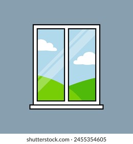 Vector Window Flat Illustration With Outline