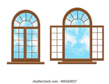 Vector window flat style open window isolated 