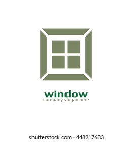 Icono del vector de ventana. Icono de negocio para la empresa. Logotipo para la construcción / industria . Símbolo abstracto de la casa. Ilustración vectorial.