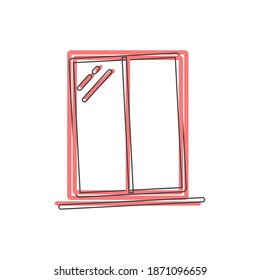 Vector window icon on cartoon style on white isolated background.