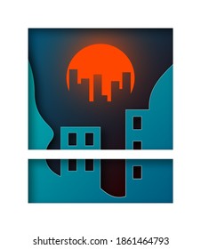 Vector window in paper art style