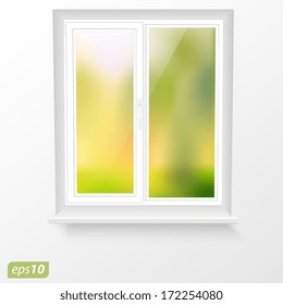 Vector window and spring landscape