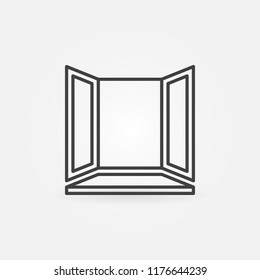 Vector window with window-sill concept minimal icon or logo element in thin line style