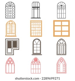 vector windows and glass doors set