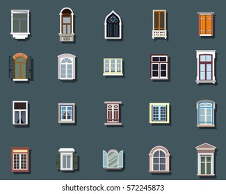 Vector Windows Set Flat Design 