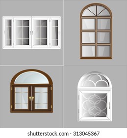 Vector windows set plastic