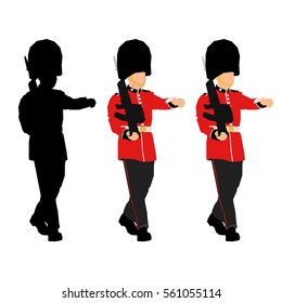 Vector Windsor Guard in Red Uniform, with silhouette.