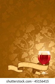 Vector wine background with the ornament of vine