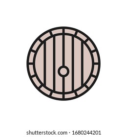Icono de línea plana de color de barril de vino vectorial.