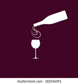vector wine bottle with wine glass