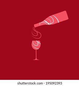 vector wine bottle with wine glass