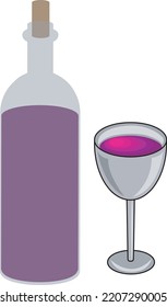 vector wine bottle and glass