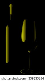 vector wine bottle and wine glass