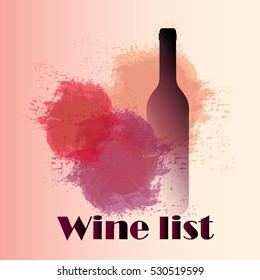 vector wine bottle image on an abstract background with spots elements