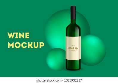 Vector, wine bottle, made in a realistic style. on background. It can serve as a layout for  design. Vector illustration