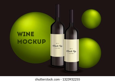 Vector, wine bottle, made in a realistic style. on background. It can serve as a layout for  design. Vector illustration