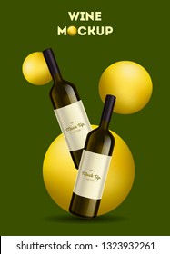 Vector, wine bottle, made in a realistic style. on background. It can serve as a layout for  design. Vector illustration