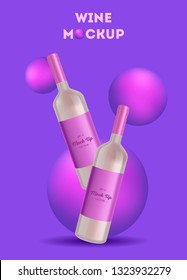 Vector, wine bottle, made in a realistic style. on background. It can serve as a layout for  design. Vector illustration