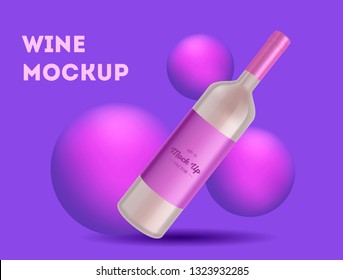 Vector, wine bottle, made in a realistic style. on background. It can serve as a layout for  design. Vector illustration