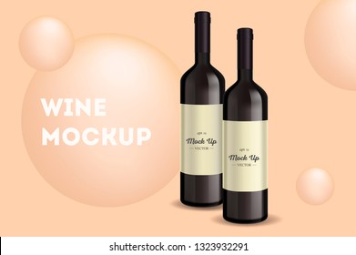 Vector, wine bottle, made in a realistic style. on background. It can serve as a layout for  design. Vector illustration