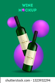 Vector, wine bottle, made in a realistic style. on background. It can serve as a layout for  design. Vector illustration