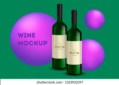 Vector, wine bottle, made in a realistic style. on background. It can serve as a layout for  design. Vector illustration