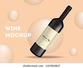 Vector, wine bottle, made in a realistic style. on background. It can serve as a layout for  design. Vector illustration