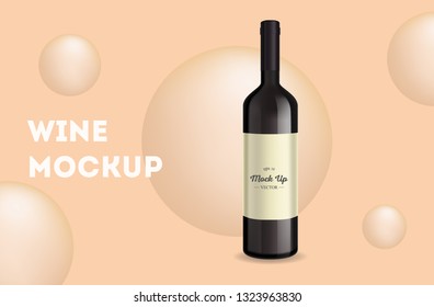 Vector, wine bottle, made in a realistic style. on background. It can serve as a layout for  design. Vector illustration
