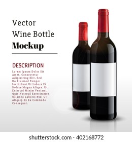 Vector, wine bottle, made in a realistic style. on a white background. It can serve as a layout for future design and Publicity of your product.